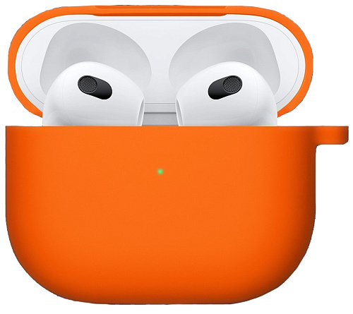 Чехол силиконовый для Airpods 3 case, X-CASE, оранжевый с карабином