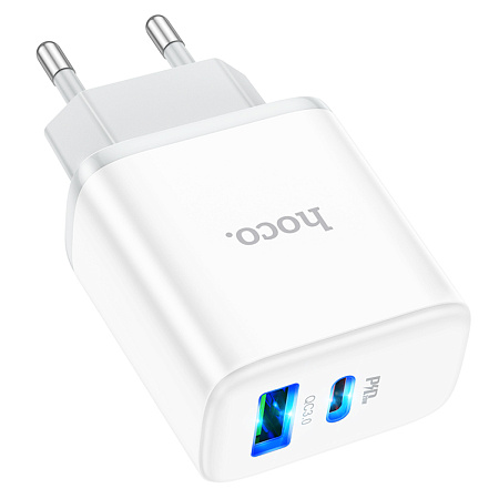 Сетевое зарядное устройство, 1 PD 20W + 1 USB 3.0 QC (C105A), HOCO, белый
