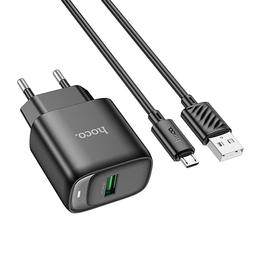 Сетевое зарядное устройство, 1 USB 3.0 QC (C140A), HOCO, Micro, черный