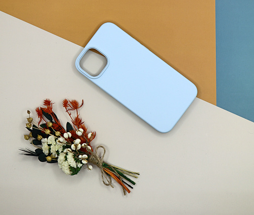 Чехол-накладка для iPhone 14, Silicon Case, без лого, небесно-голубой