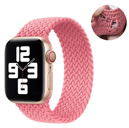 Ремешок на руку для Apple Watch 42/44/45/49 мм, нейлоновый эластичный №10, розовый