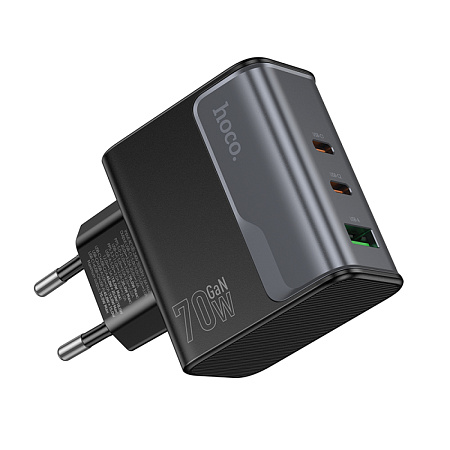 Сетевое зарядное устройство, 2 PD 70W + 1 USB 3.0 QC (CS75A), HOCO, черный