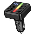 Bluetooth FM модулятор, E89, HOCO, 1 PD (30Вт)+1 USB 3A (15Вт)+1 USB 5V/0,5A (для USB накопителя), черный