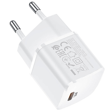 Сетевое зарядное устройство, 1 PD 20W + 1 USB 3.0 QC (N10), HOCO, Умная зарядка, белый