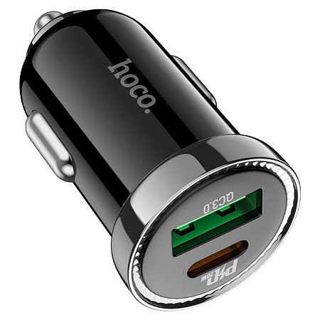 Автомобильное зарядное устройство, 1 USB QC3.0+1 PD 20W (Z44), HOCO, черный
