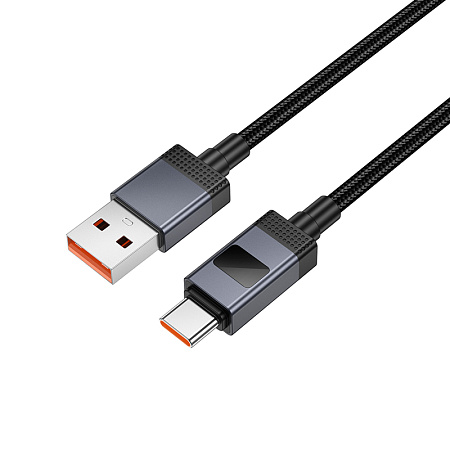 USB Кабель Type-C, HOCO, X118, 1 метр, с дисплеем, цвет черный