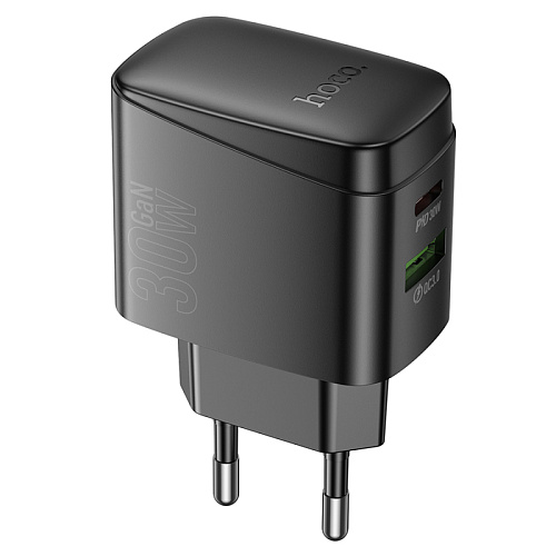 Сетевое зарядное устройство, 1 PD 30W + 1 USB 3.0 QC (CS61A), HOCO, черный