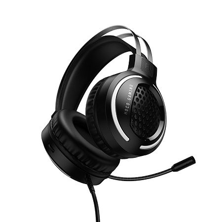 Проводные наушники W117, HOCO, подключение USB-A+3.5 мм, игровые с микрофоном, черный