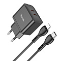 Сетевое зарядное устройство, 2 PD 35W (N29), HOCO, Type-C to Lightning, черный