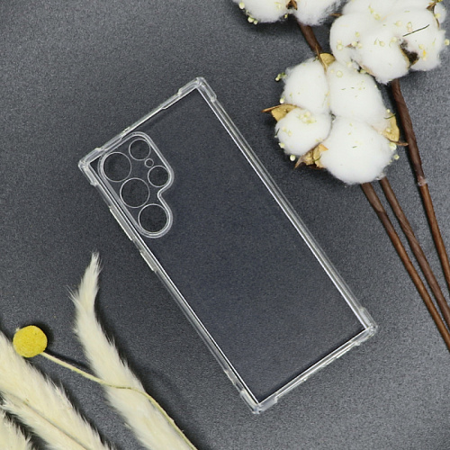 Чехол силиконовый для Samsung Galaxy S22 Ultra, микс, усиленные края, X-CASE, прозрачный