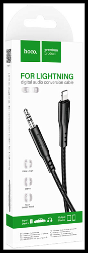 AUX Audio кабель 3,5 мм на Lightning, UPA18, HOCO, черный