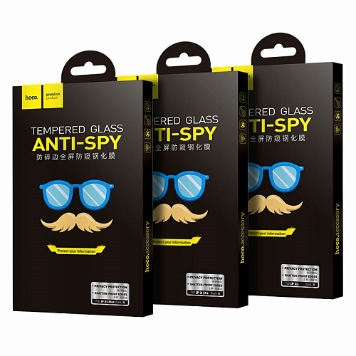 Защитное стекло на iPhone X/XS/11 Pro (A13), HOCO, Shatterproof edges Anty-SPY, glass черное