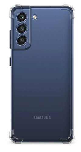 Чехол силиконовый для Samsung Galaxy S21FE, усиленные края, с защитой камеры, X-CASE, прозрачный