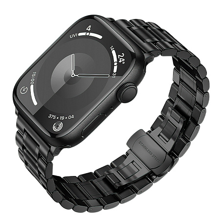 Ремешок на руку для Apple Watch 44/45/46/49 мм, HOCO, WA32, стальной, черный