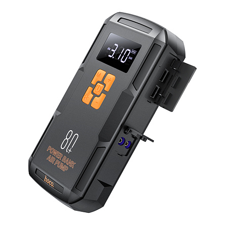 Универсальный Доп. Аккумулятор 8000mAh, QS2, HOCO,12V(запуск двигателя авто)+2USB (5V/2A)+компрессор+фонарик, черный