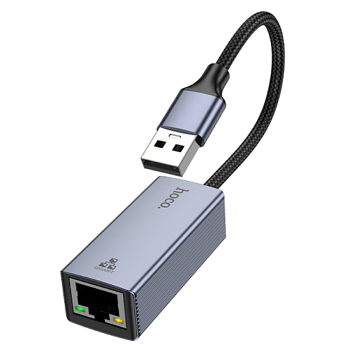USB интернет адаптер , сетевой стандарт: 10/100/1000Mbps, UA37, HOCO, серый