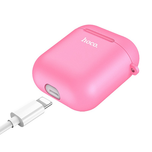 Чехол силиконовый для Airpods 1/Airpods 2, Hoco, розовый