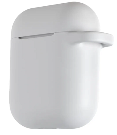 Чехол силиконовый для Airpods 1/Airpods 2 case, X-CASE, белый с карабином