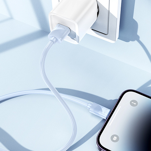 USB дата кабель Lightning, HOCO, X114, 1 метр, ток до 2.4А, цвет синий
