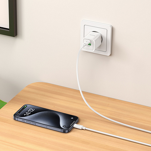 Сетевое зарядное устройство, 1 PD 30W + 1 USB 3.0 QC (C149A), HOCO, мини, белый