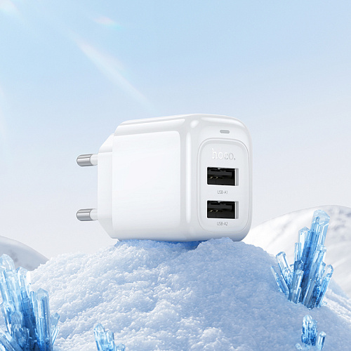 Сетевое зарядное устройство, 2 USB 2.4A (CS51A), HOCO, белый