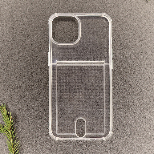 Чехол силиконовый для iPhone 11 (6.1), с карманом для карты, X-CASE, прозрачный