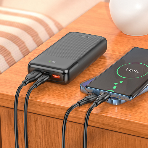 Универсальный Доп. Аккумулятор 20000mAh, J121A, HOCO, выход: 2 USB (22.5W)+1 PD (20W) с дисплеем, черный