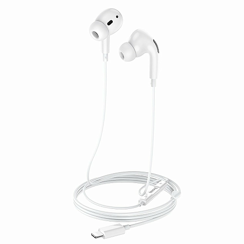 Проводные наушники M1 Pro, Lightning, HOCO, вакуумные с микрофоном, белые