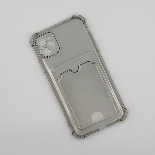 Чехол силиконовый для iPhone 11 (6.1), с карманом для карты, с защитой камеры, X-CASE, затемненный