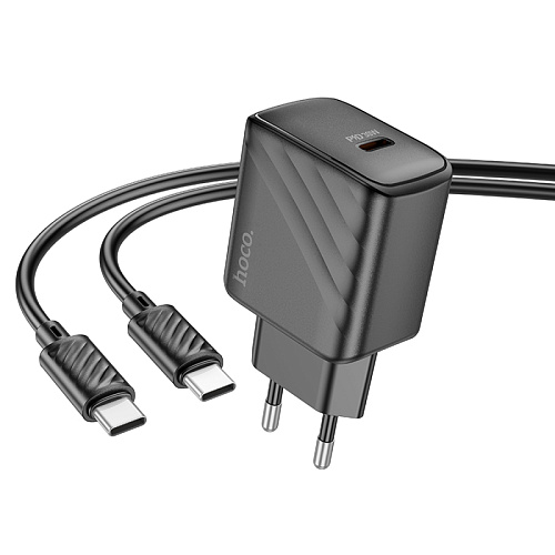 Сетевое зарядное устройство, 1 PD 30W (CS22A), HOCO, Type-C to Type-C, черный