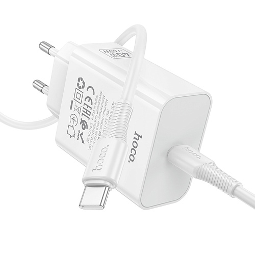 Сетевое зарядное устройство, 1 PD 40W (C162A), HOCO, Type-C to Type-C, цвет белый