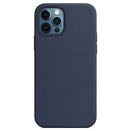 Чехол - накладка для iPhone 12/12 Pro, Silicon Case, без лого, темно-синий
