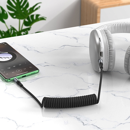 AUX Audio кабель 3,5 мм, UPA33, HOCO, витой, длина 1,5 метр, черный