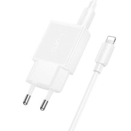 Сетевое зарядное устройство, 1 PD 20W + 1 USB 3.0 QC (N73), HOCO, Type-C to Lightning, белый