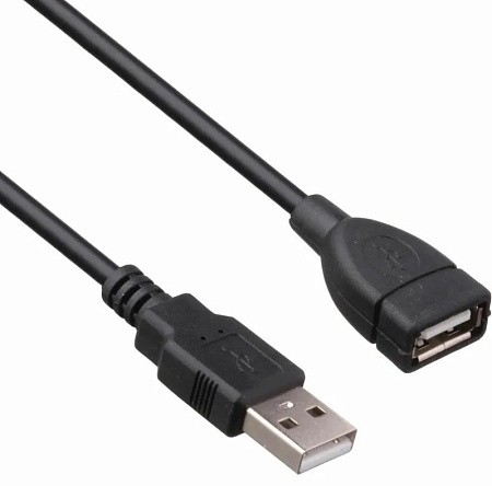 Кабель USB 2.0 удлинитель 1М, черный (папа+мама)
