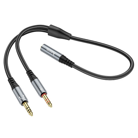 AUX переходник с 1 Jack на 2 (3,5 мм), (1 мама на 2 папы) UPA21, HOCO, черный