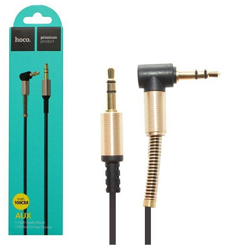 AUX Audio кабель 3,5 мм, UPA02, HOCO, черный, угловой