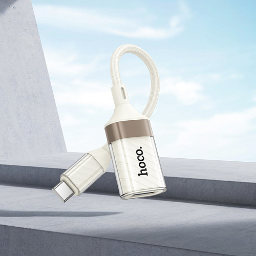 Переходник OTG Type-C, Type-C (папа) на USB 3.0 (мама), UA39A, HOCO, белый