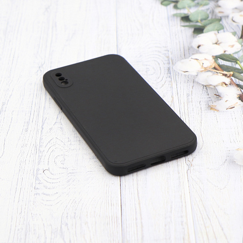 Чехол силиконовый для iPhone X/XS, с микрофиброй внутри, с защитой камеры, X-CASE, черный