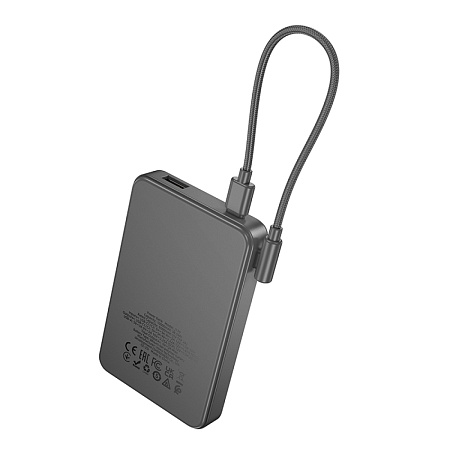 Универсальный Доп. Аккумулятор 10000mAh, J170, HOCO, выход: 1 USB (22.5), 1 PD (20W), с кабелем Type-C to Type-C, черный