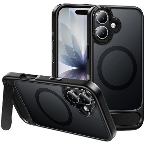 Чехол для iPhone 17, TPU+PC 1.7 мм, Магнитный (MagSafe), с подставкой, AS12, HOCO, прозрачный