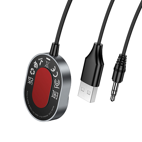 Bluetooth Receiver с AUX, E150, HOCO, вес 37 г, металлический серый