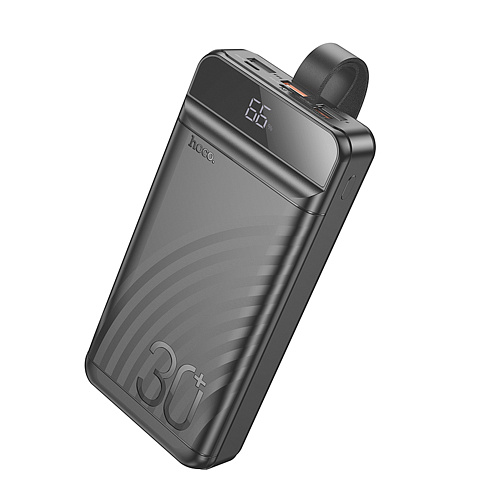 Универсальный Доп. Аккумулятор 30000mAh, J123B, HOCO, выход: 1 USB-A 22.5W, 1 PD 20W, с дисплеем, черный