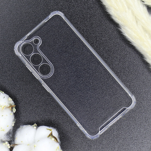 Чехол силиконовый для Samsung Galaxy S23, усиленные края, с защитой камеры, X-CASE, прозрачный