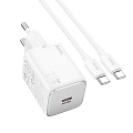 Сетевое зарядное устройство, 1 PD 20W (N40), HOCO, Type-C to Type-C, белый