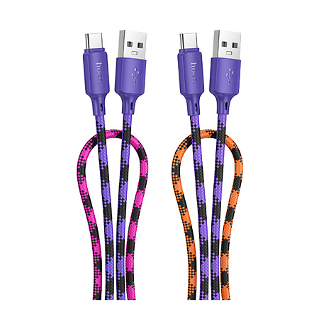 USB Кабель Type-C, HOCO, X116, 1м, разноцветный фиолетовый с розовым или оранжевым
