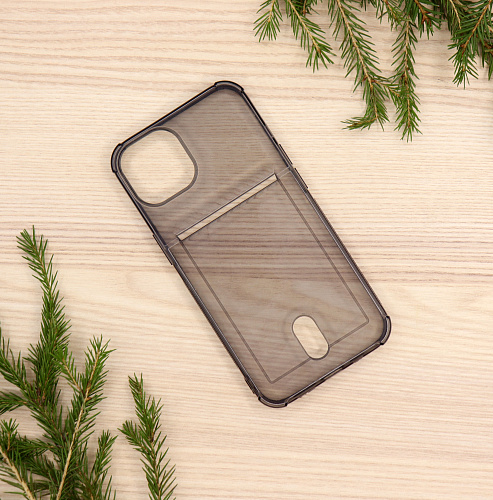 Чехол силиконовый для iPhone 11 (6.1), с карманом для карты, микс, X-CASE, затемненный