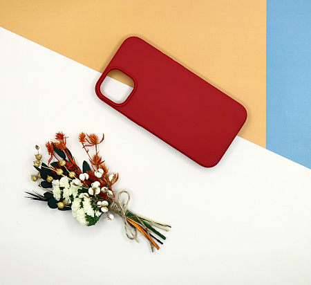 Чехол-накладка для iPhone 14, Silicon Case, без лого, бордовый