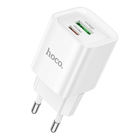 Сетевое зарядное устройство, 1 PD 20W + 1 USB 3.0 QC (C147A), HOCO, мини, белый