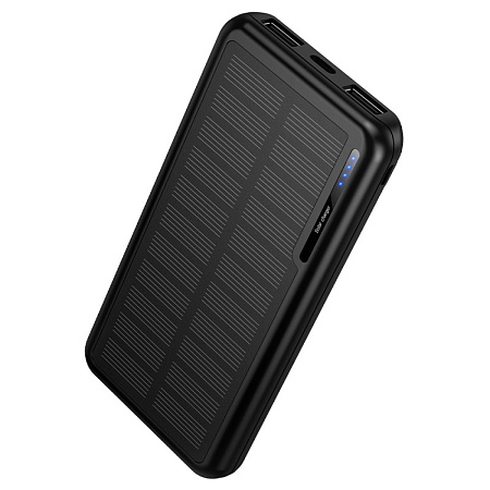 Универсальный Доп. Аккумулятор 10000mAh, J176, HOCO, выход: 2 USB (2A), с солнечной батареей, черный